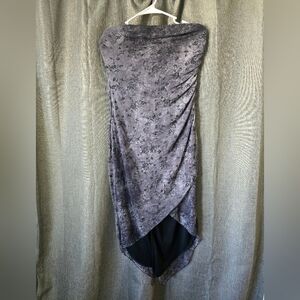Rampage Vtg Y2K Strapless Asymmetrical Floral Dress Grey Black Sz L Whimsigoth
